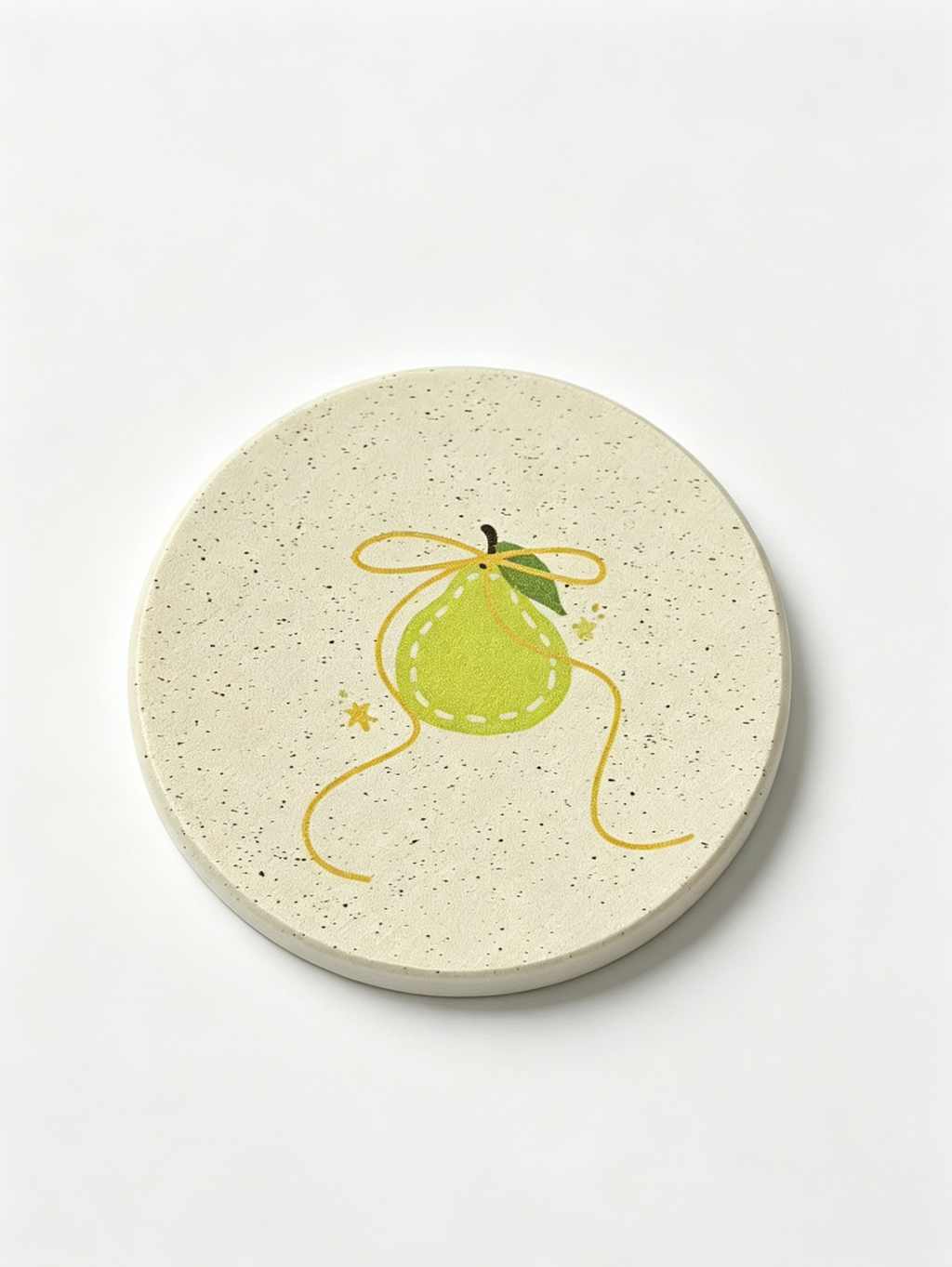 Cute Pear Diatomaceous Earth Coaster